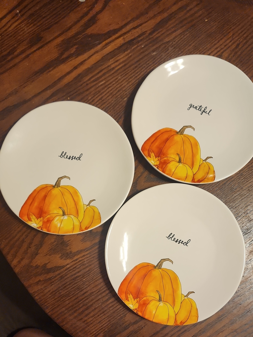 Rae Dunn White Salad Plates with Orange Pumpkin Design